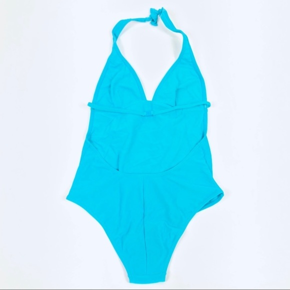 Agua Doce one piece swim suit plunge neck blue - Picture 3 of 6